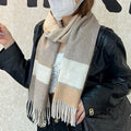 LOUIS VUITTON SCARF 180 CM IN KHAKI BROWN MIX WHITE CASHMERE 399872