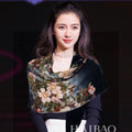 GUCCI SCARF 200 CM IN BLACK CASHMERE WITH COLORFUL FLOWER 405252