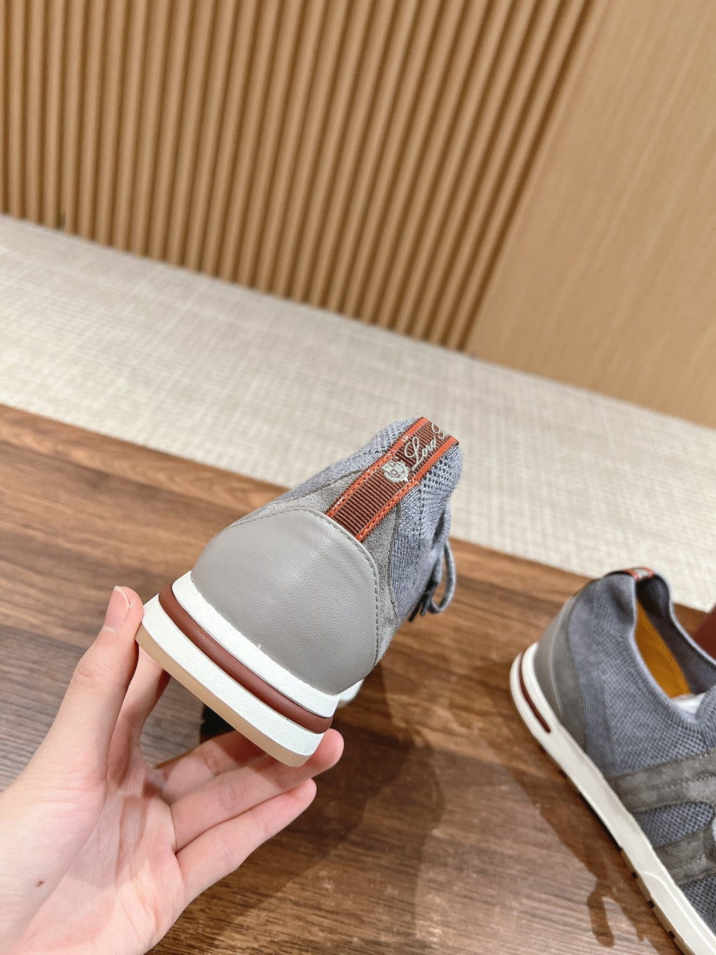 LORO PIANA BASIC 360 FLEXY WALK SNEAKER LIGHT GRAY FABRICS