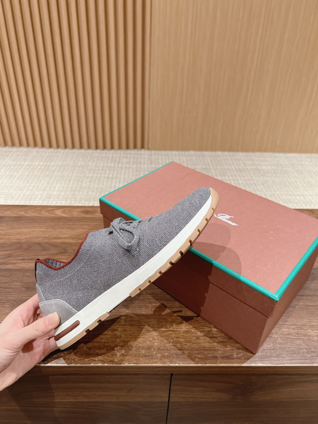 LORO PIANA BASIC 360 FLEXY WALK SNEAKER GRAY FABRICS