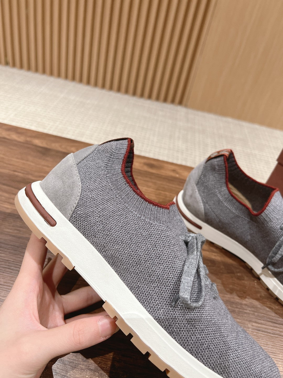 LORO PIANA BASIC 360 FLEXY WALK SNEAKER GRAY FABRICS