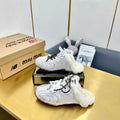 MIU MIU X NEW BALANCE 530 SNEAKER MULES IN DISTRESSED WHITE CALFSKIN SHEARLING