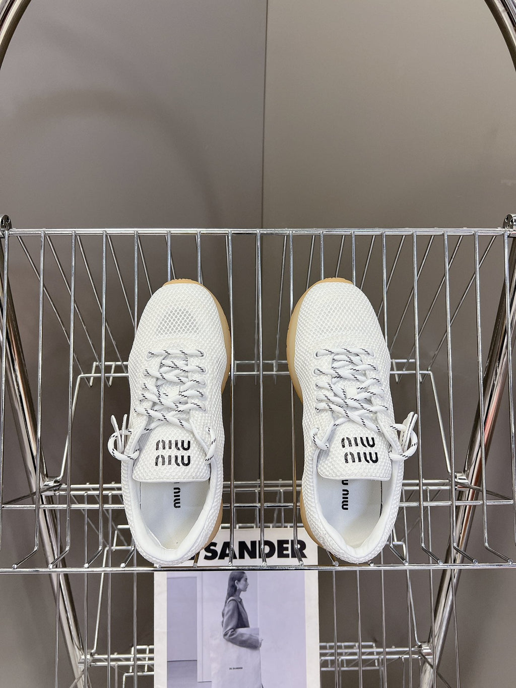 MIU MIU BASIC SNEAKERS IN WHITE MESH