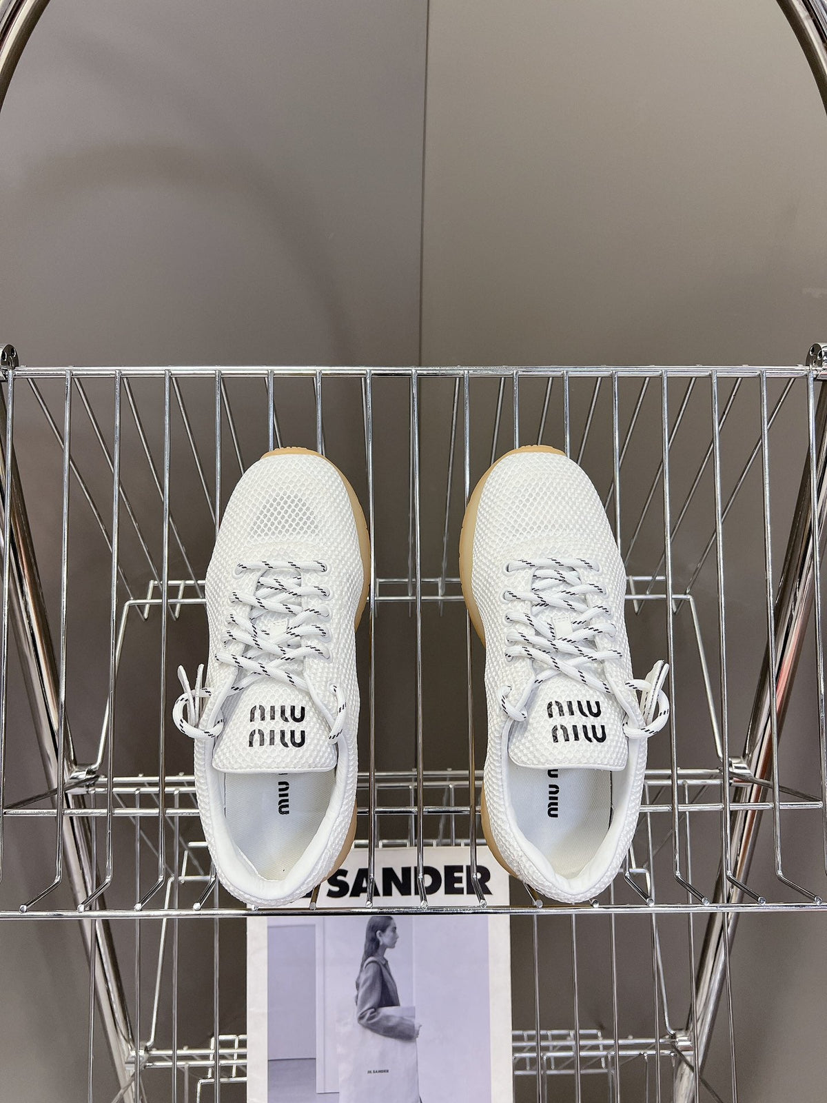 MIU MIU BASIC SNEAKERS IN WHITE MESH