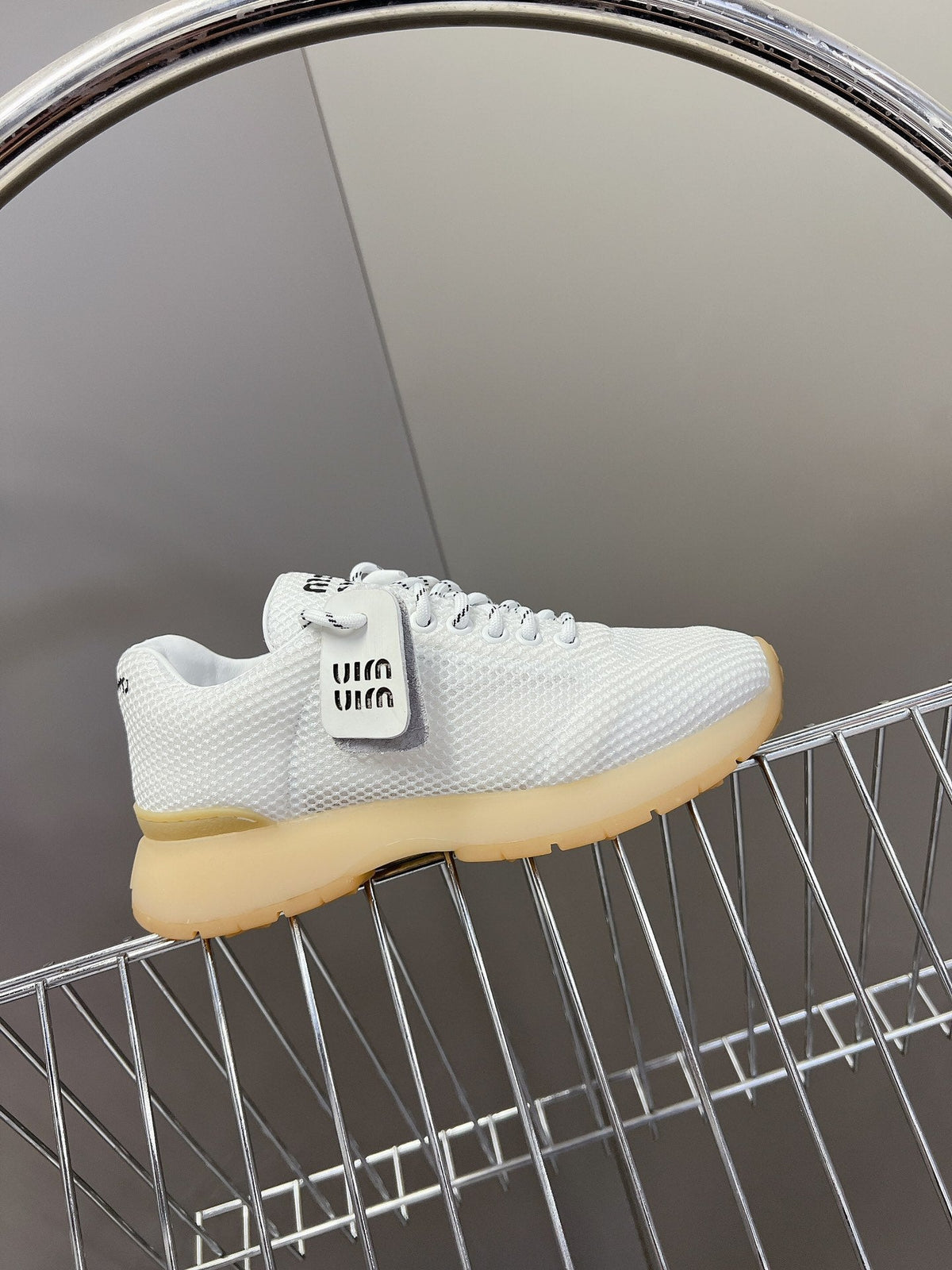 MIU MIU BASIC SNEAKERS IN WHITE MESH