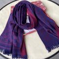 GUCCI SCARF 180 CM IN VIOLET PURPLE PATTERN MONOGRAM WOOL 407526