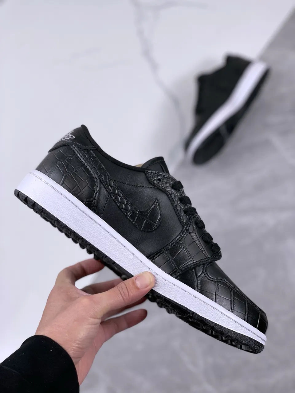 Air Jordan 1 Low Golf Black Croc - Hình 4