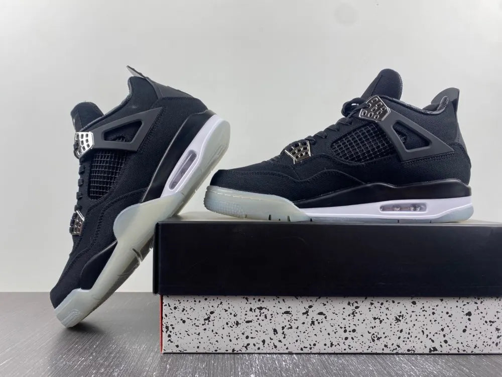 modern Jordan 4 Retro Black Canvas - Hình 3