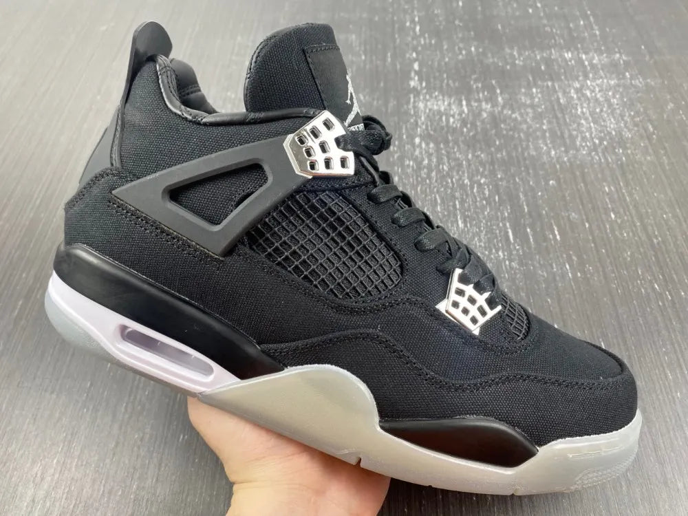 modern Jordan 4 Retro Black Canvas - Hình 8