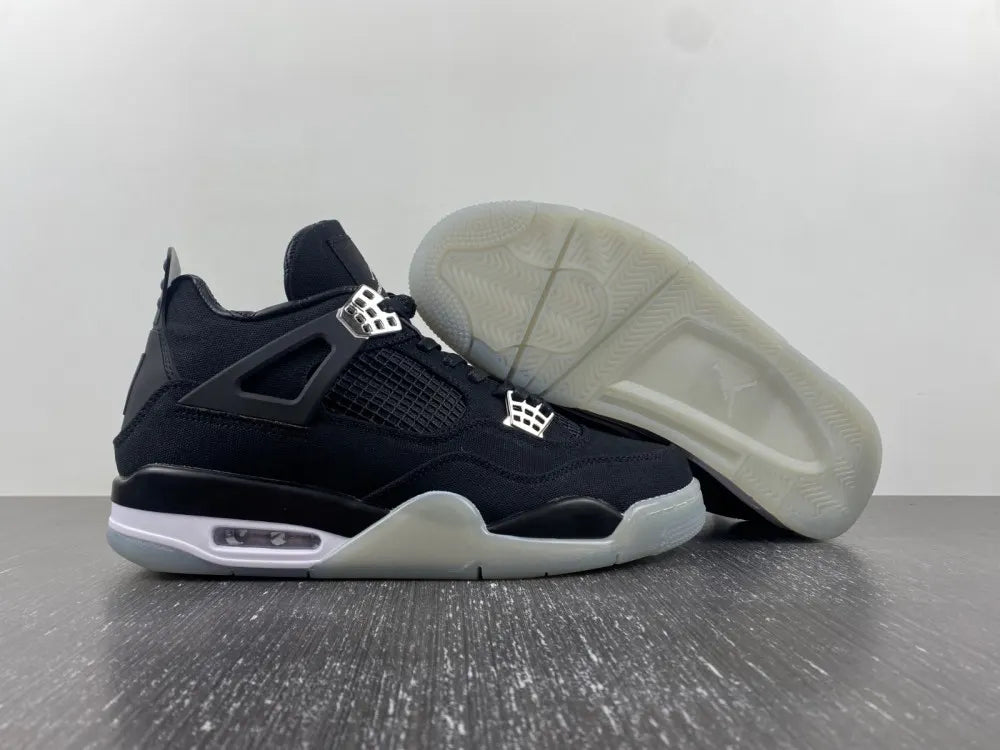 modern Jordan 4 Retro Black Canvas - Hình 11