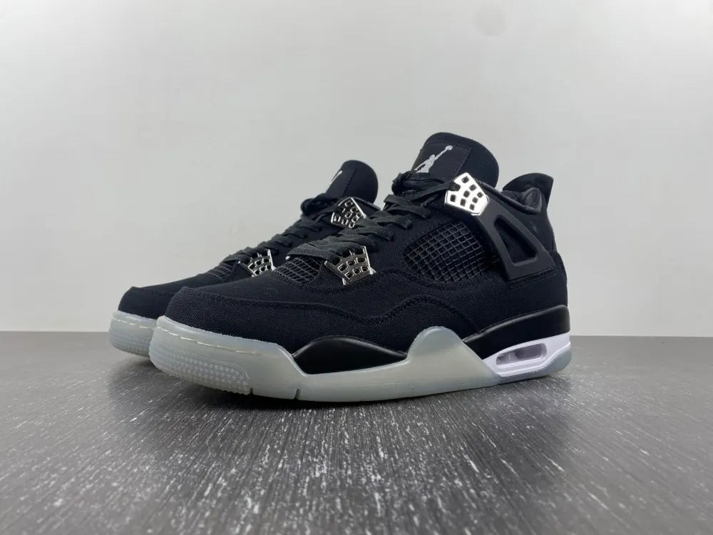 modern Jordan 4 Retro Black Canvas - Hình 13