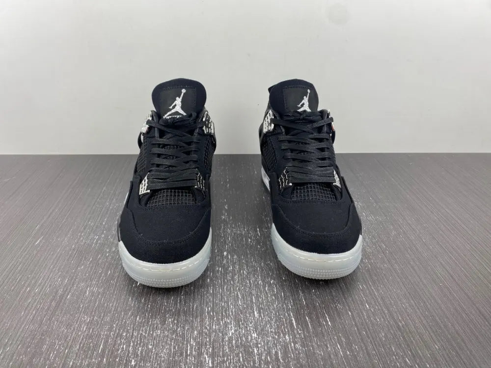 modern Jordan 4 Retro Black Canvas - Hình 12