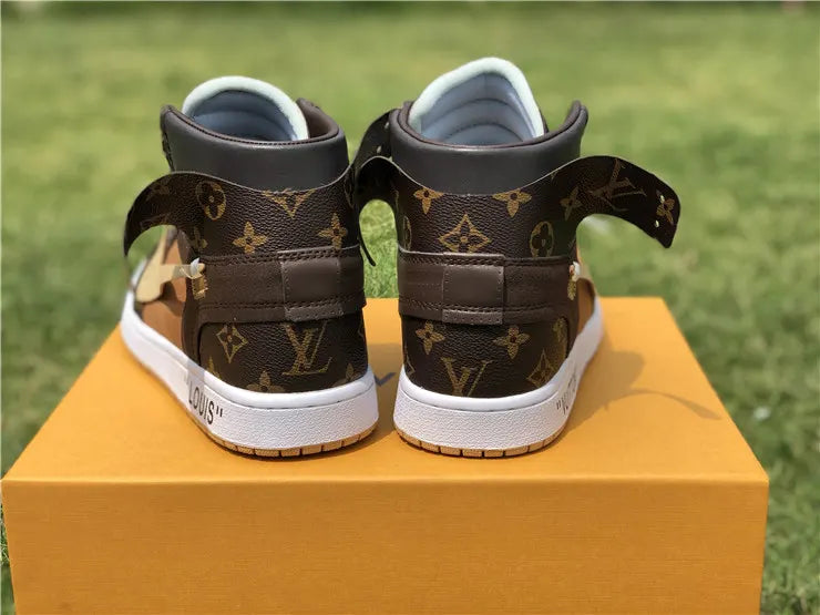 LV Nike Air Jordan 1 Brown - Hình 5
