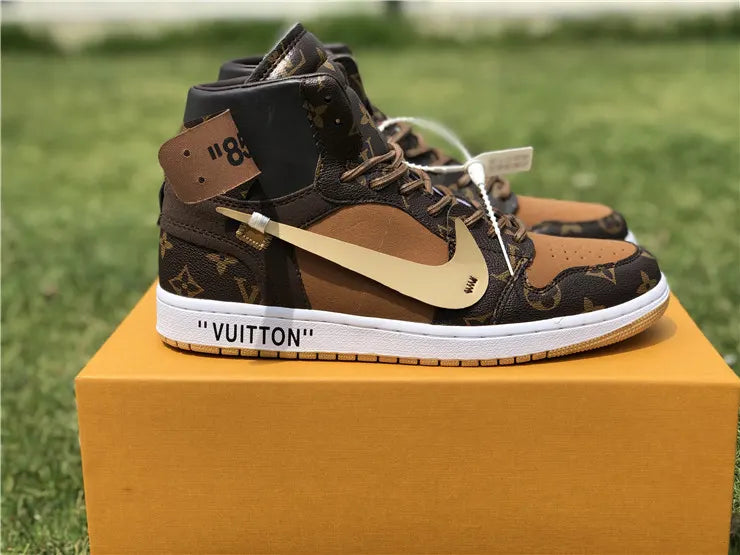 LV Nike Air Jordan 1 Brown - Hình 15