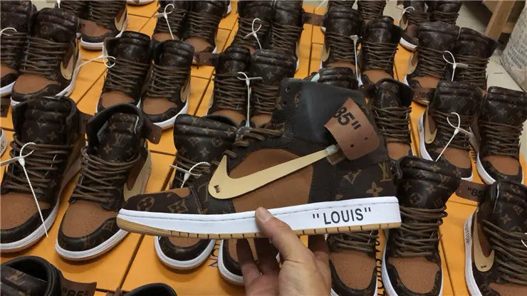 LV Nike Air Jordan 1 Brown - Hình 11