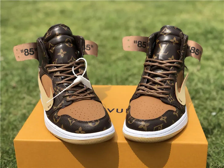 LV Nike Air Jordan 1 Brown - Hình 6