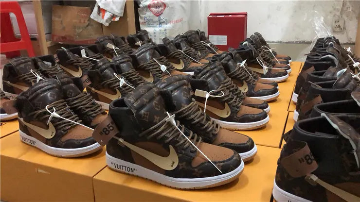 LV Nike Air Jordan 1 Brown - Hình 10