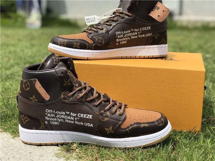 LV Nike Air Jordan 1 Brown - Hình 7