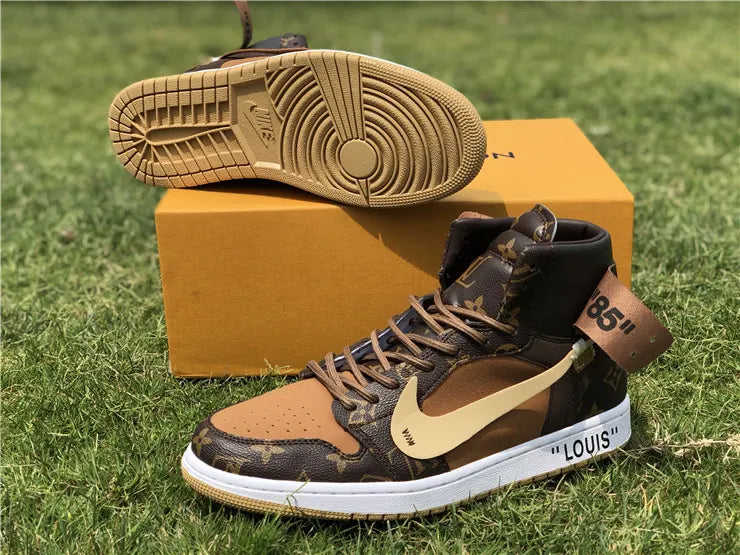 LV Nike Air Jordan 1 Brown - Hình 3