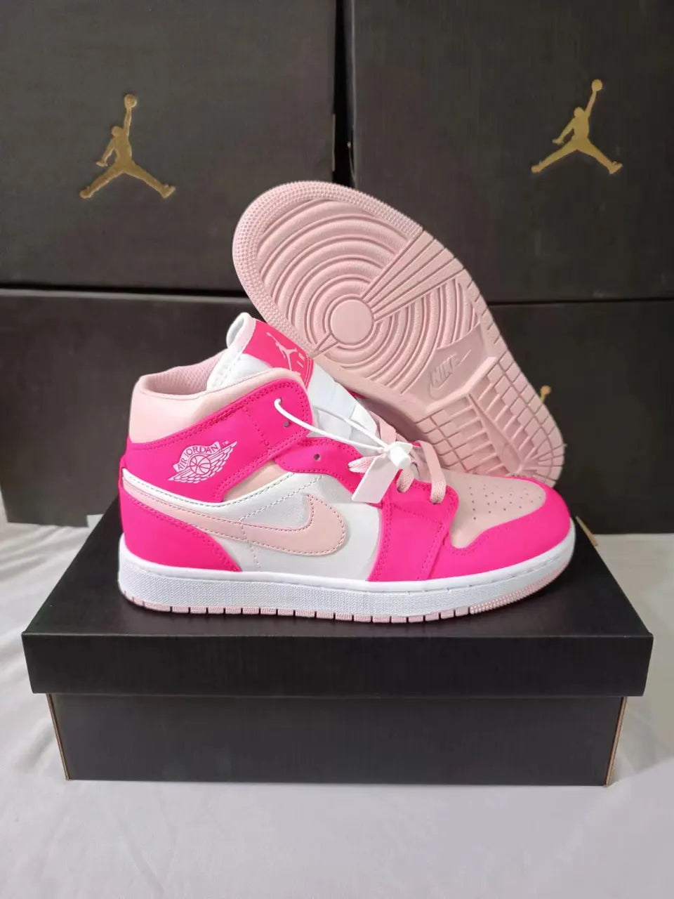 Jordan 1 Mid Pink White - Hình 3