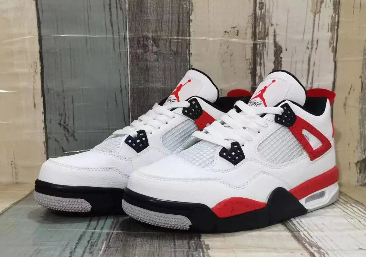 retro speckled Air Jordan 4 White Red - Hình 3