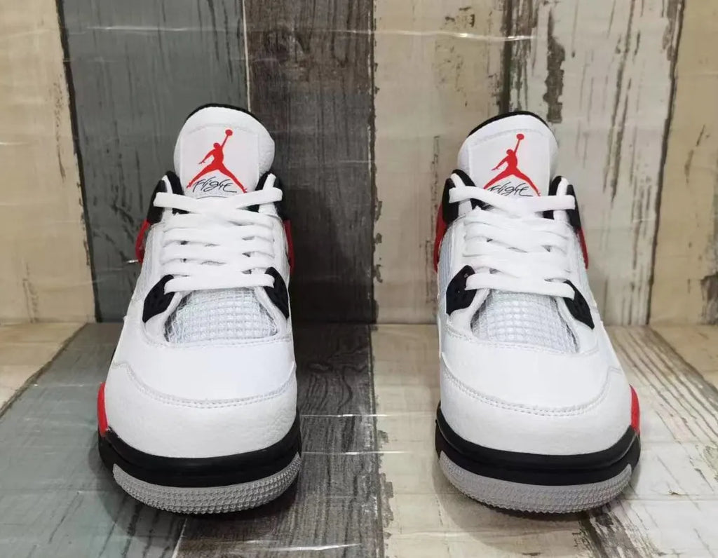 retro speckled Air Jordan 4 White Red - Hình 2