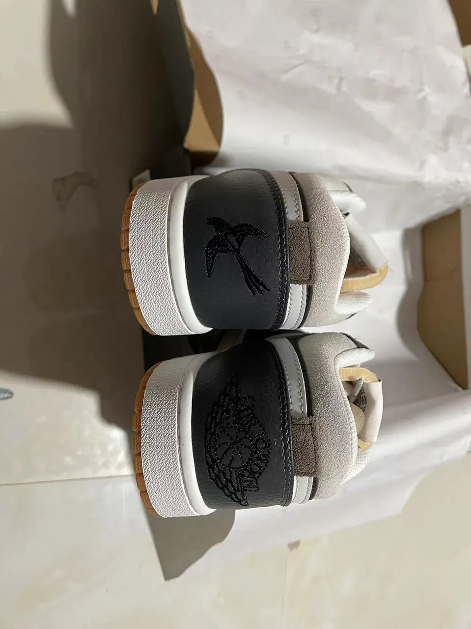 leather Air Jordan 1 Low Grey Brown - Hình 2