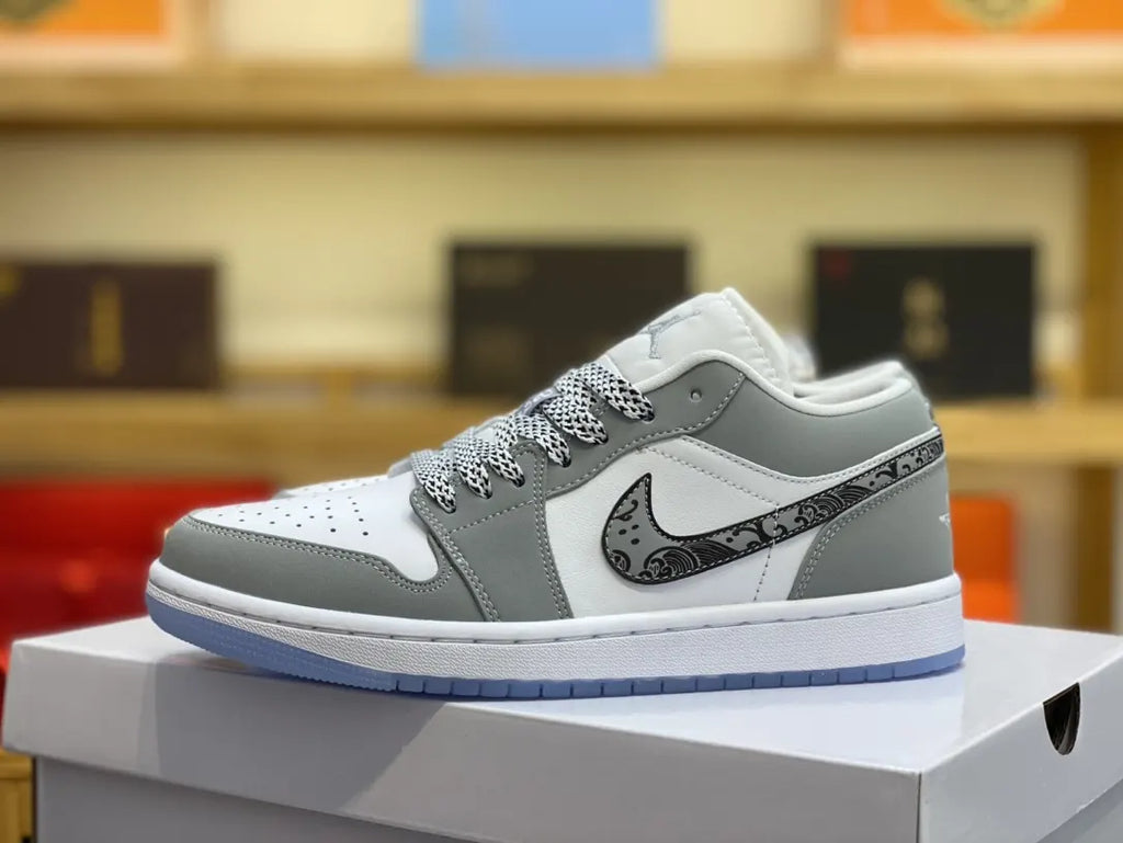 custom Air Jordan 1 Low Grey Paisley - Hình 4
