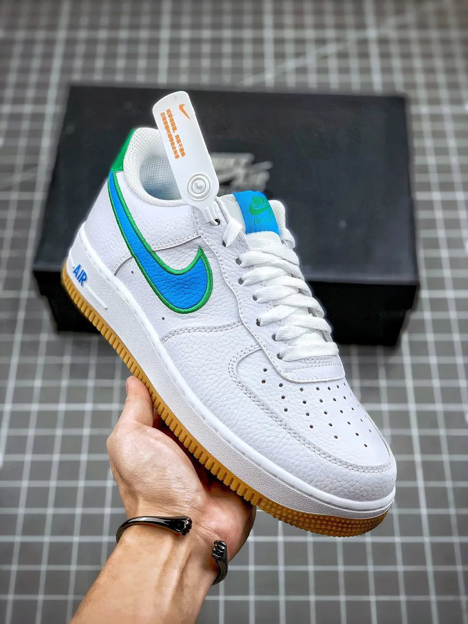 Nike AF1 White Blue Green