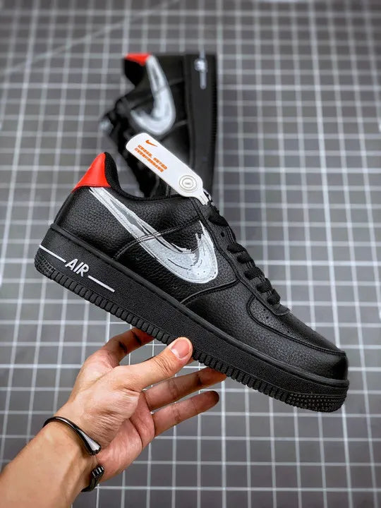 Nike AF1 Black Silver Red