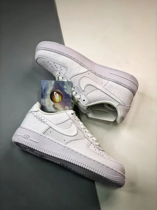 Nike Air Force 1 White Textured Leather - Hình 4
