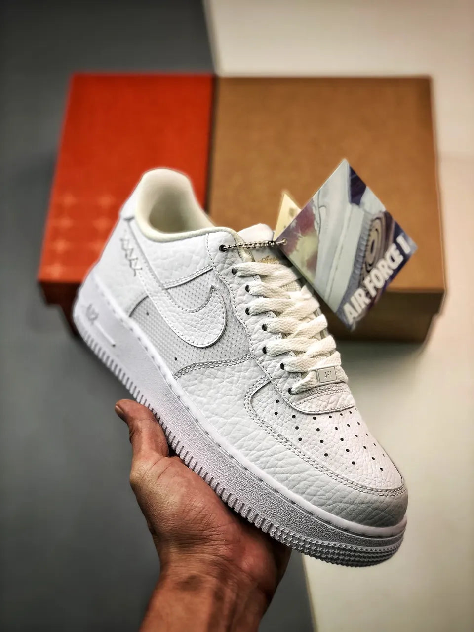 Nike Air Force 1 White Textured Leather