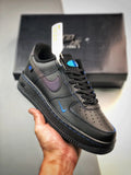 Nike Air Force 1 Black Blue Stitch