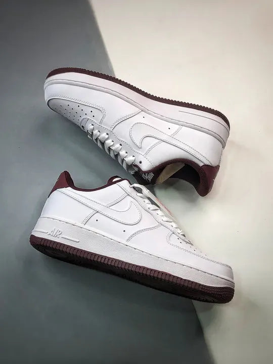 Nike White Burgundy AF1 - Hình 4