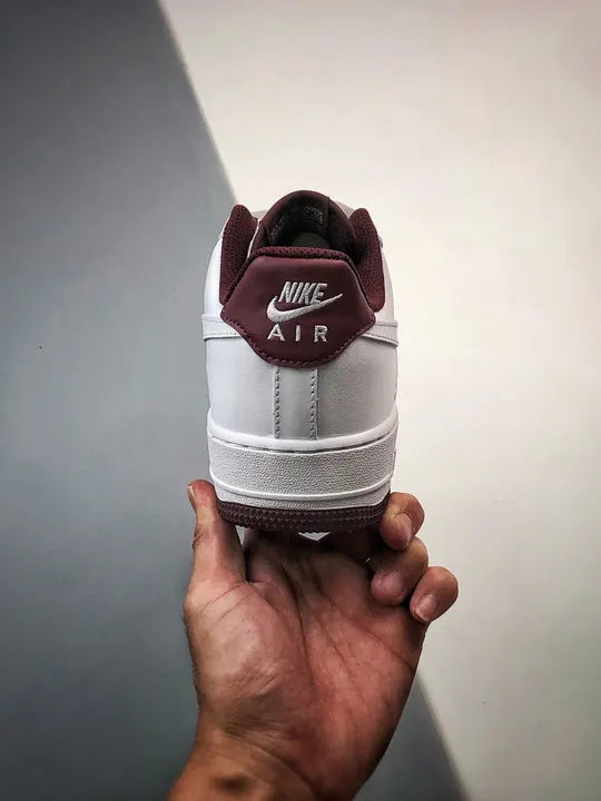 Nike White Burgundy AF1 - Hình 8