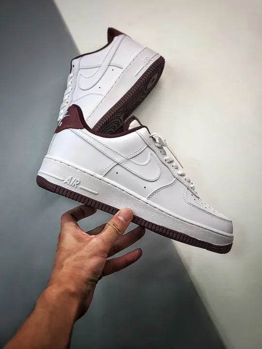 Nike White Burgundy AF1 - Hình 2
