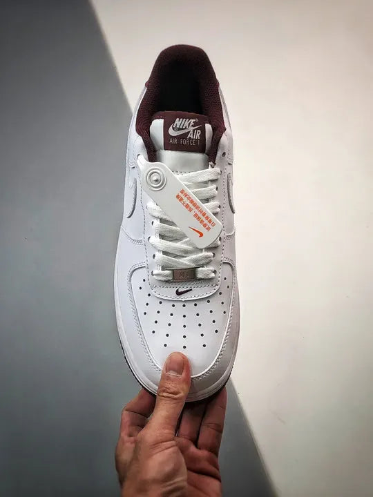 Nike White Burgundy AF1 - Hình 6
