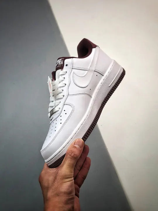 Nike White Burgundy AF1 - Hình 5