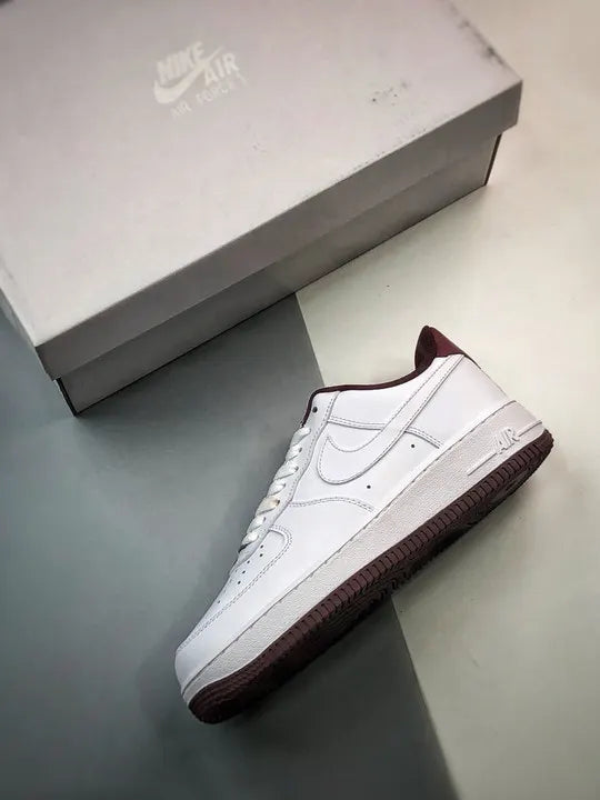 Nike White Burgundy AF1 - Hình 3