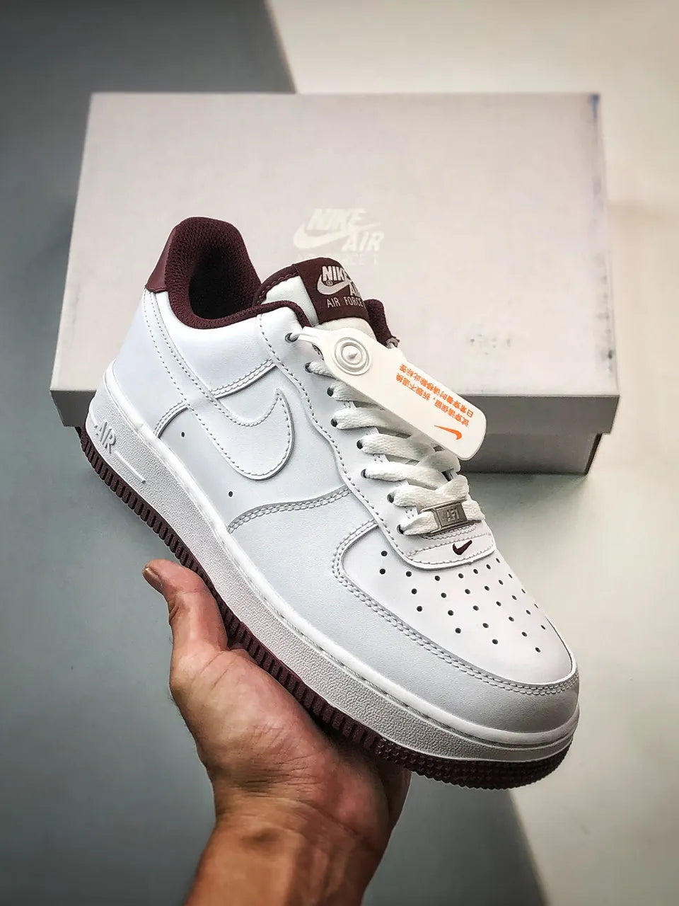 Nike White Burgundy AF1