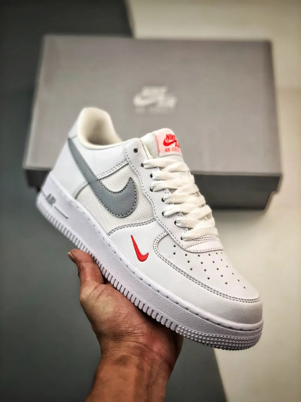 Nike White Grey Red AF1