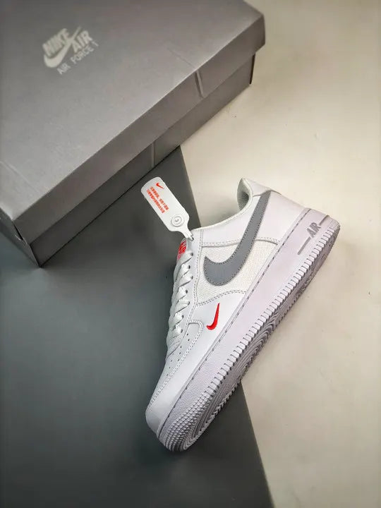 Nike White Grey Red AF1 - Hình 3