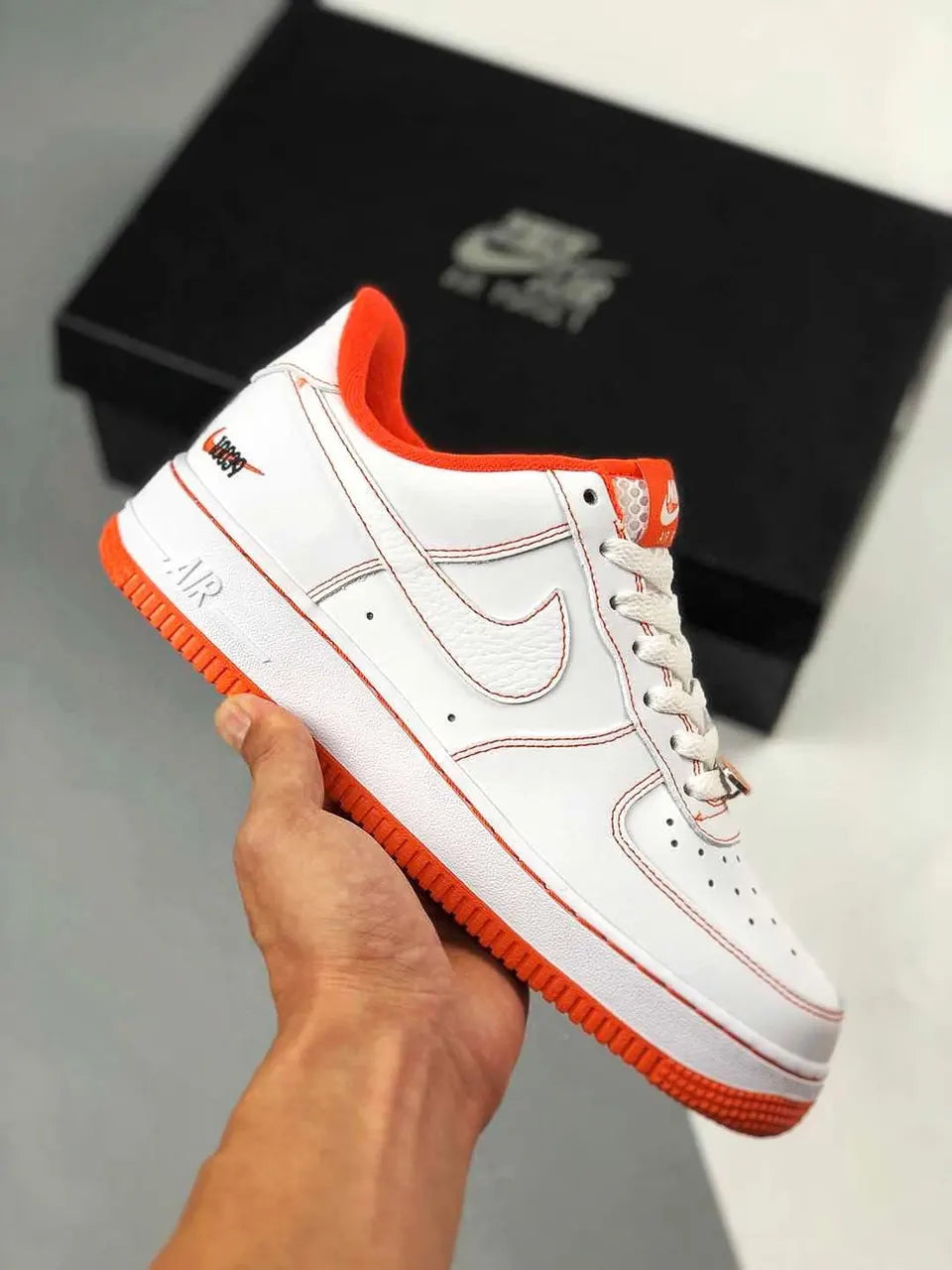 Nike Air Force 1 White Orange Stitch