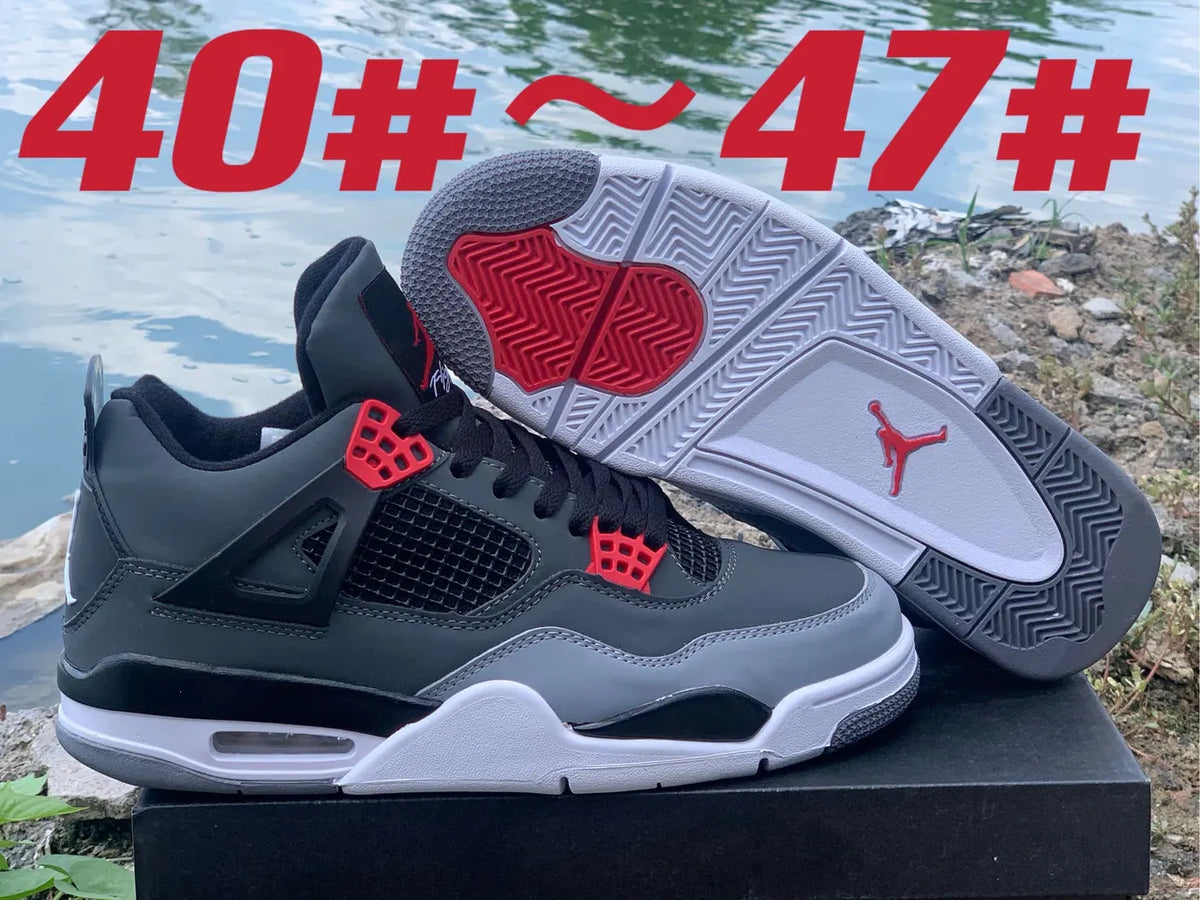 iconic Air Jordan 4 Retro Grey Red - Hình 4