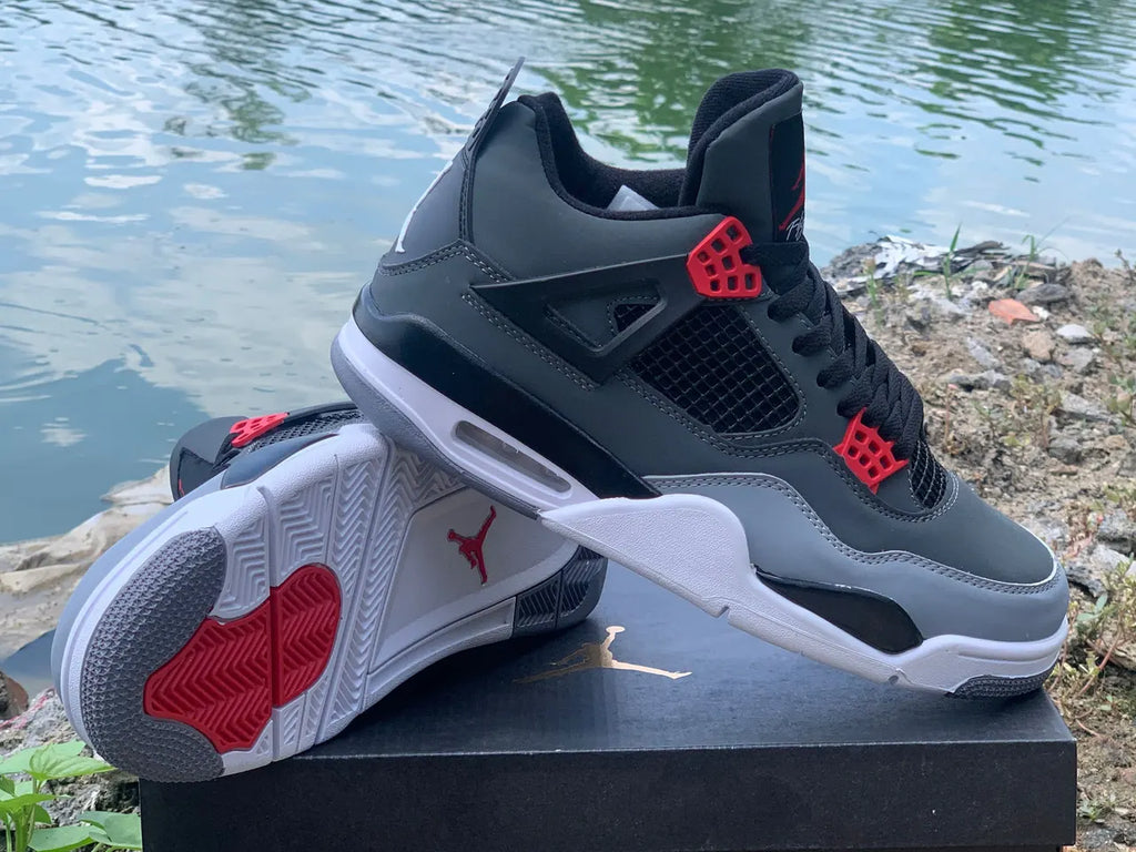 iconic Air Jordan 4 Retro Grey Red - Hình 2
