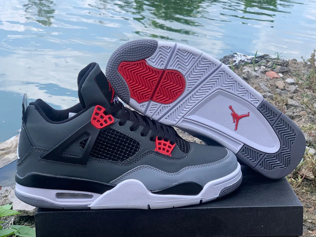 iconic Air Jordan 4 Retro Grey Red - Hình 3