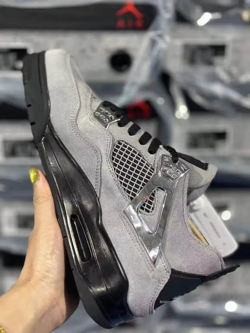 retro Air Jordan 4 Grey Suede - Hình 5