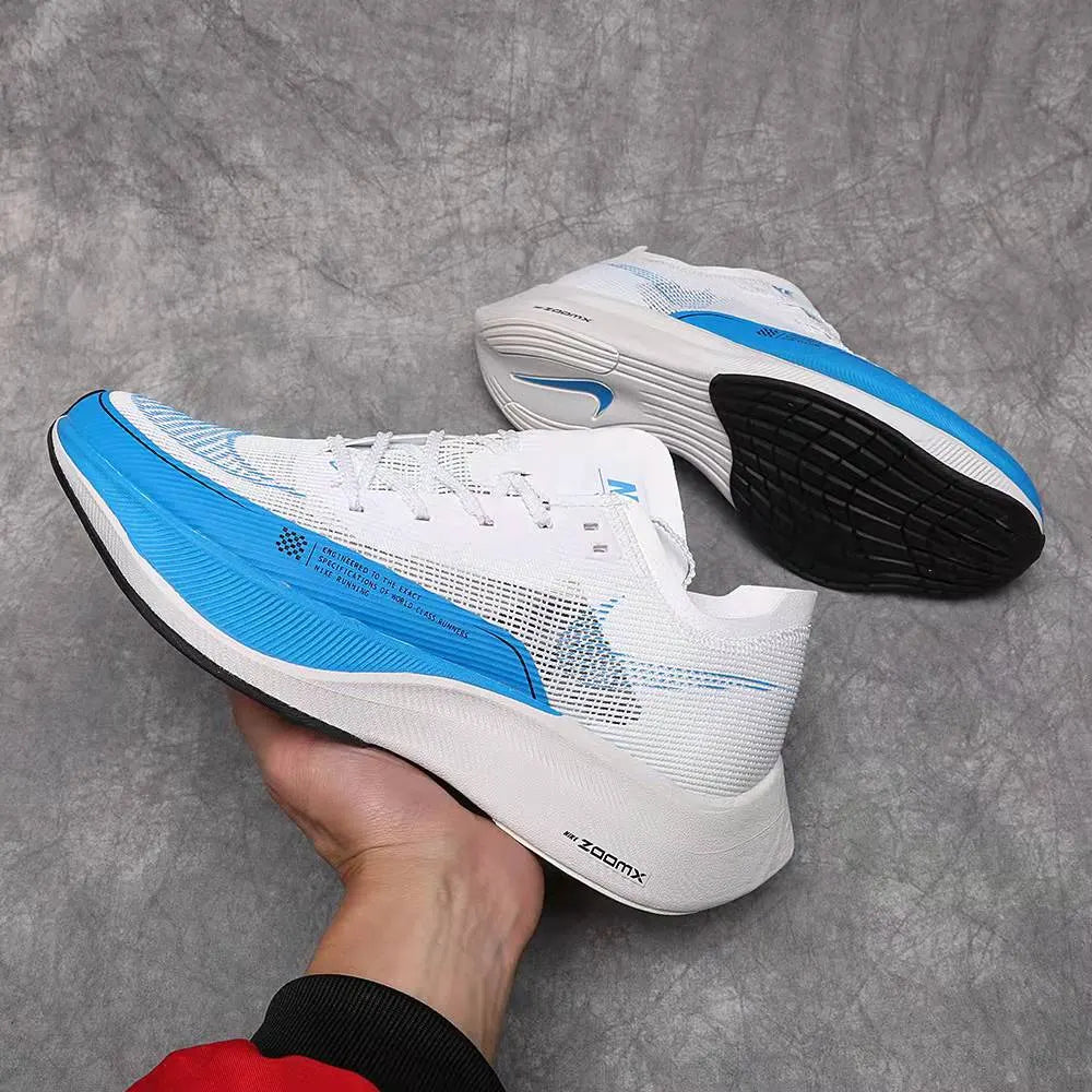 Nike Vaporfly NEXT% 2 White Blue running shoes on a grey studio background - Hình 5