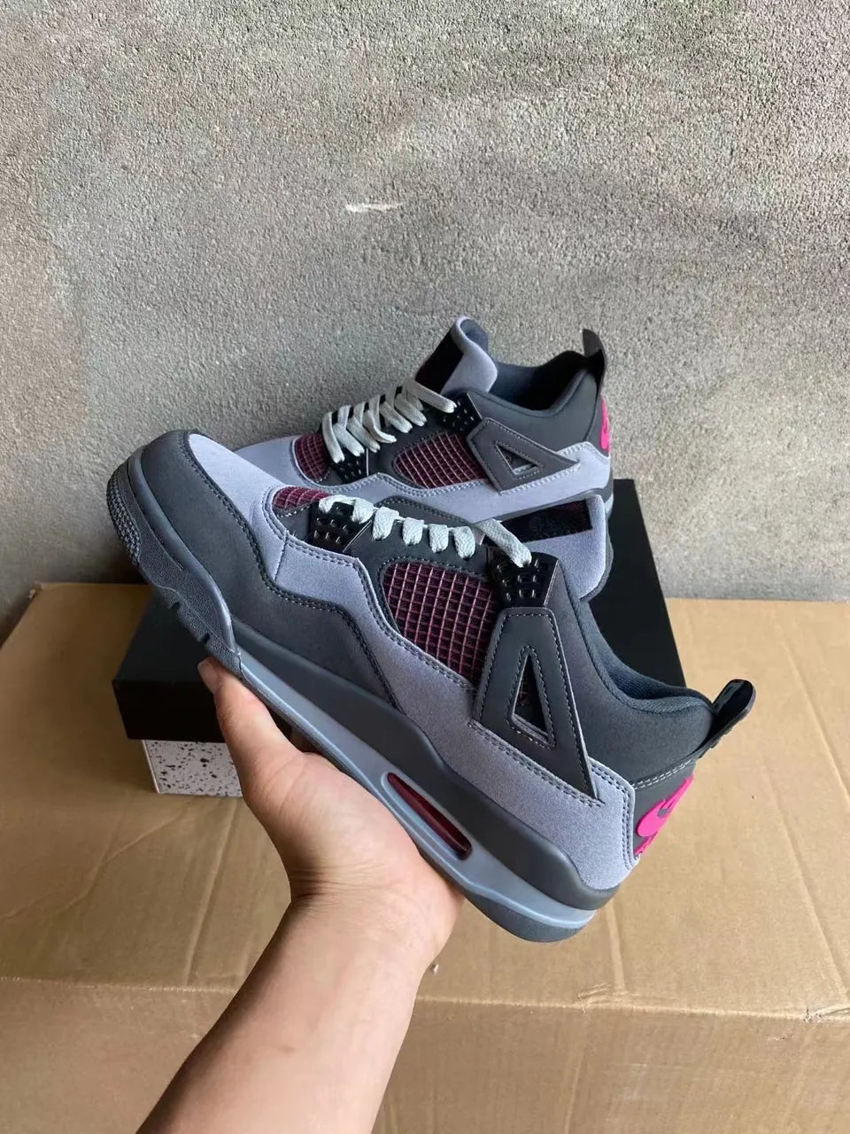 Air Jordan 4 Retro Grey Burgundy - Hình 3