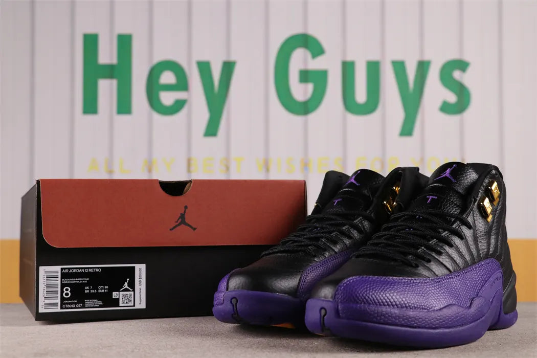 premium Air Jordan 12 Black Purple - Hình 9